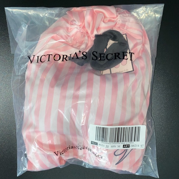 VICTORIA'S SECRET Pink Striped Fur Satin Slippers - Picture 3 of 4
